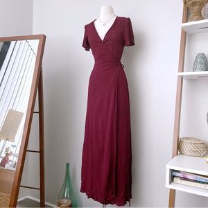 Burgundy Wine Wrap Maxi Dress